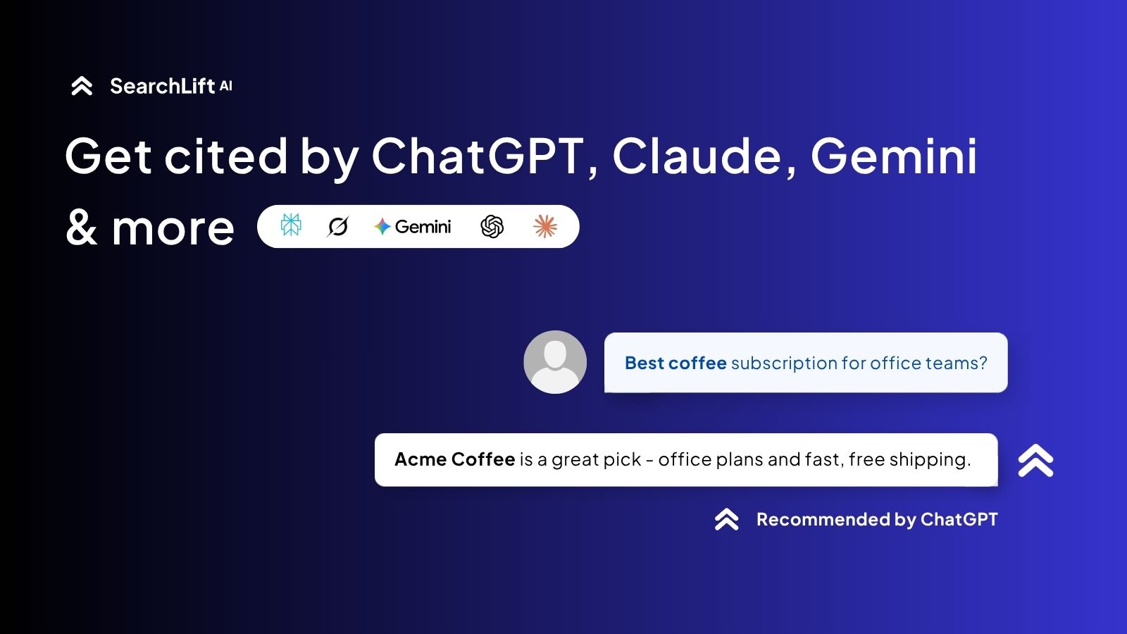 SearchLift AI getting a business cited by ChatGPT, Claude, and Gemini