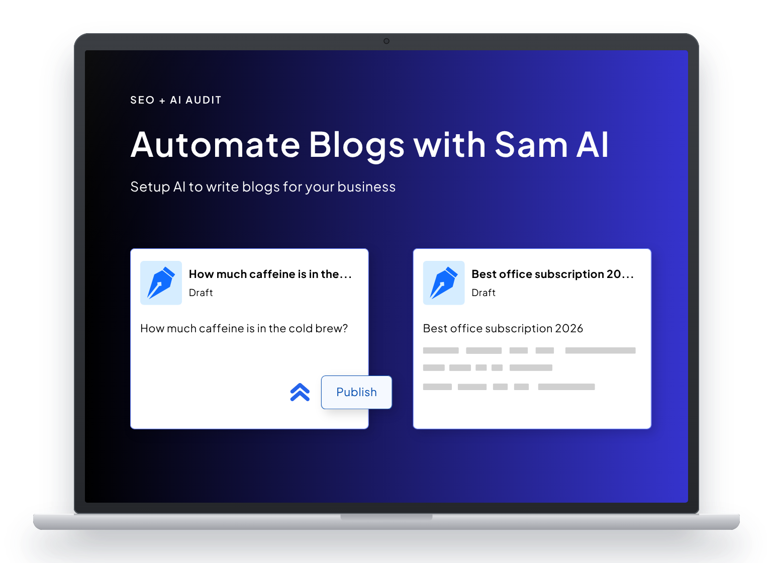 SearchLift answer-first blog studio drafting and publishing AI-optimized articles
